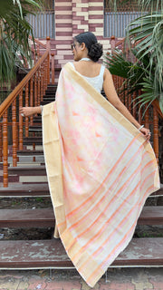 Gratifying Pink colour Printed Dola Silk Saree With Dazzling Blouse Piece